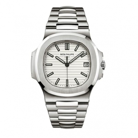 Patek Philippe Nautilus Silvery White Dial Stainless Steel Mens Watch 5711-1A-011
