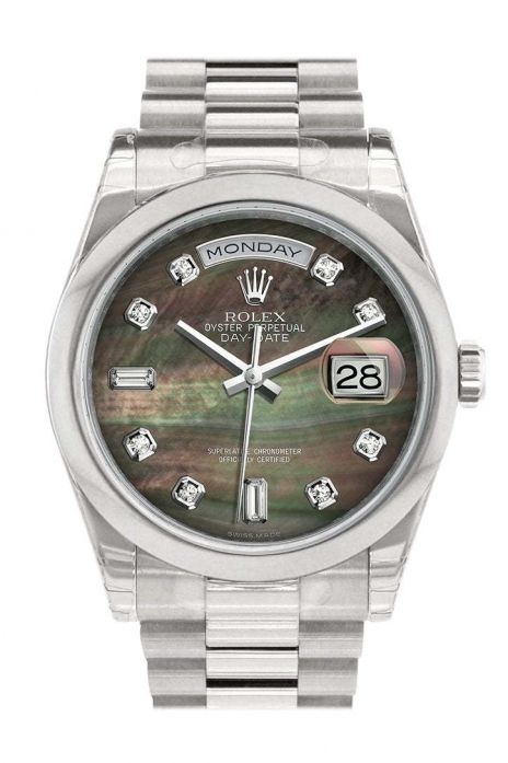 Day Date 36 Black mother of pearl set with diamonds Dial President Men's Watch 118206