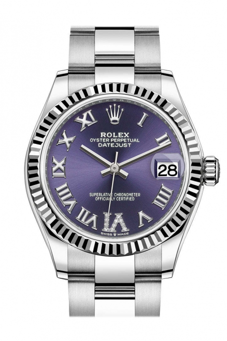 Datejust 31 Aubergine Dial Set Diamonds Dial Fluted Bezel Ladies Watch 278274