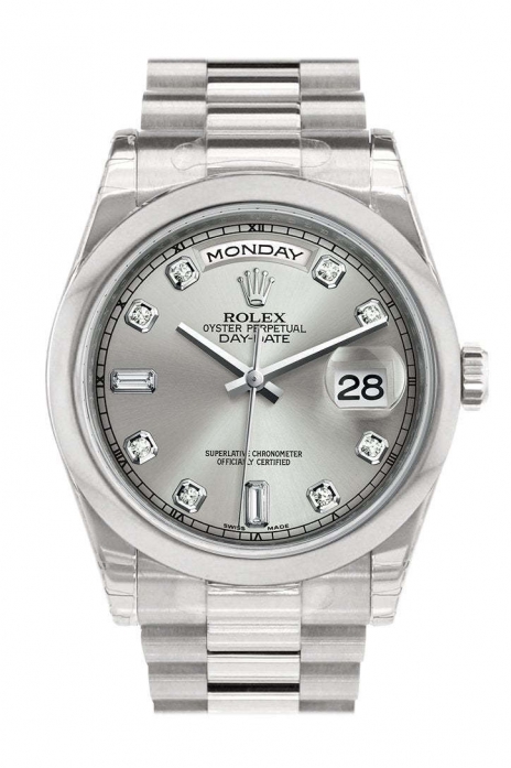 Day Date 36 Silver set with diamonds Dial President Men's Watch 118206