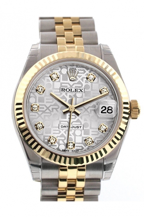 Datejust 31 Silver Jubilee Diamond Dial Fluted Bezel 18K Gold Two Tone Jubilee Ladies 178273